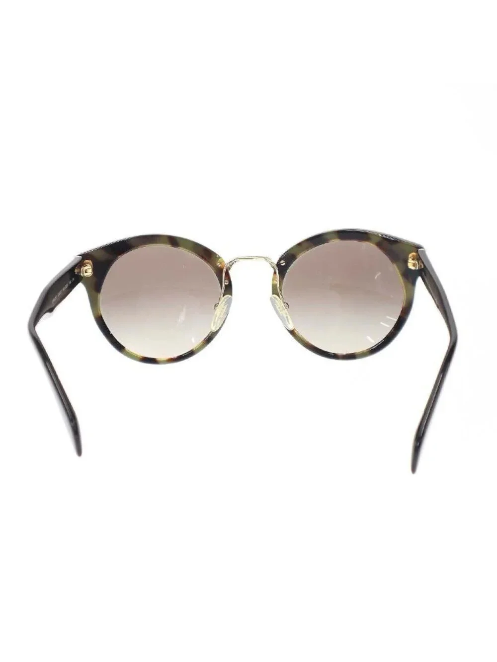 Prada Tortoiseshell Pattern Round Sunglasses Black Eyewear